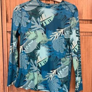 Tropical Blue and Green Leaf Print Sunshirt